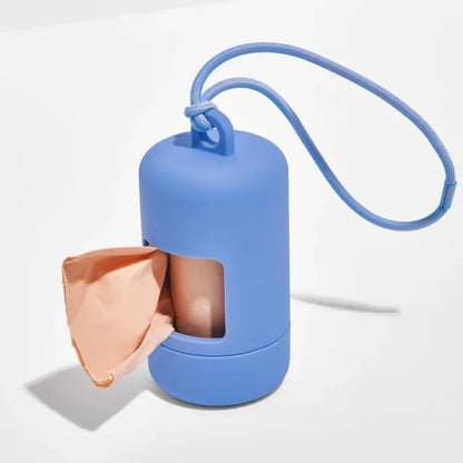 dog blue poop bag carrier